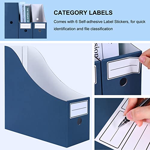 6 Pack Magazine File Holders, Cardboard Magazine Holder With Labels, Document Storage Organizer Box For Office School Home Hospital Desktop Storage, Blue #TOP2