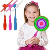 Toyvian LED Light Up Windmill Wand Toys for Kids 3 Pcs, Musical Spinning Glow Pinwheel Hand Fans, Colorful Party Favors for Indoor and Outdoor Play, 9.65inch, AAA Batteries Not Included