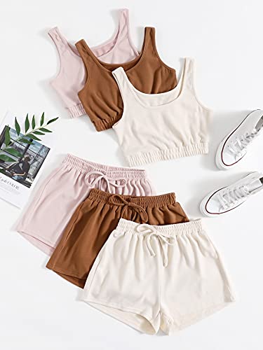 Image of GORGLITTER Women's 6 Pieces Going Out Outfits Cute Crop Tank Top and Shorts Sets Summer Vacation Beach Cruise Clothes