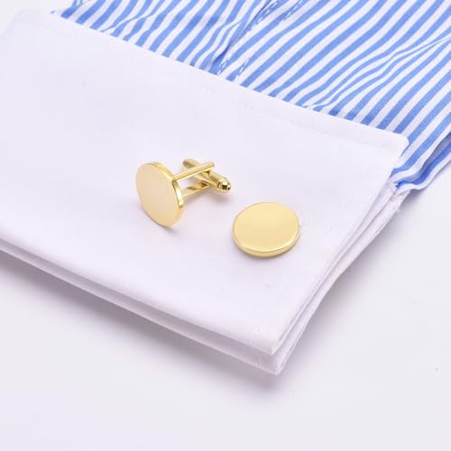 Mancuernillas clásicas redondas doradas para hombre miniatura 4