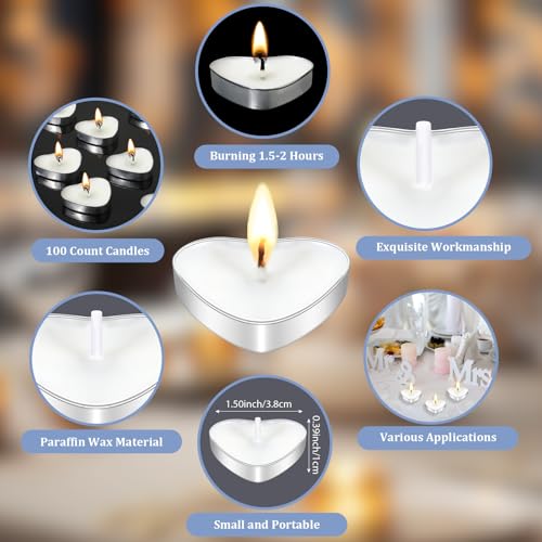 Wovnet 50 Sets Wedding Party Favors for Guests Bulk Including Heart Shaped Candles and Empty Matches Jars with Cork Top Thank You Cards and Organza Bags for Wedding Bridal Shower Party (Blue Flower) by Wovnet - Image 2