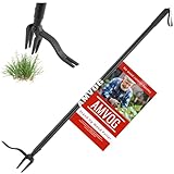 AMVOG 46-Inch Stand-Up Weed Puller - Reinforced Upgraded Version with Long Handle, Made of Aluminum Alloy Design, Roots Remover for Garden & Lawn Care, Easily Remove Weeds Without Bending