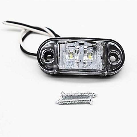 2Pcs 12V / 24V LED Side Marker Lights Car External Lights Warning Tail Light Car Trailer Truck Truck Lamps White Color Cover