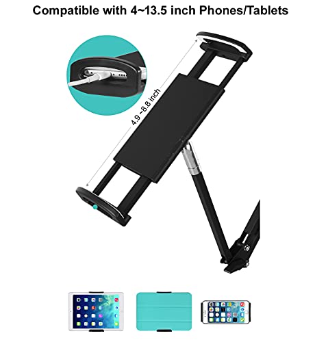 OHITEC Heavy Duty Phone/Tablet Metal Holder Universal Mobile Cell Smartphone Mount Lazy Bracket 360° Rotation Gooseneck Clamp Stand Flexible Long Arm (Black, 3-Section) by OHITEC - Image 4