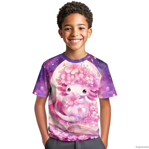 Image of WELLFLYHOM Kids Tshirts Girls Boys Short Sleeve Crewneck Tees Shirts Casual Sport Pullover Tops Size 3-16 Years