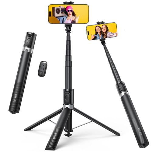 Lamicall Trepied Smartphone, Perche à Selfie - [Ouverture Automatique] 165cm Trépied Portable Extensible avec Télécommande sans Fil & Griffe Froide,...