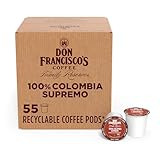 Don Francisco's Colombia Coffee - 55 K-Cup Compatible Single-Serve Pods - 100% Arabica - Recyclable through TerraCycle - Floral Aroma with Winey Notes - Compatible with Keurig Brewers