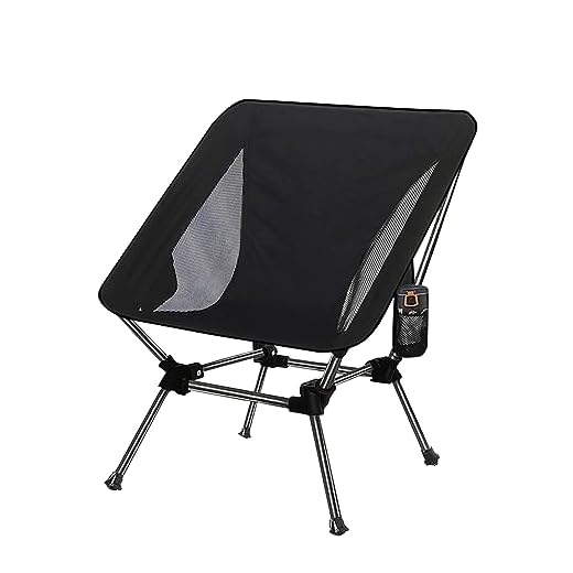 Cadeira dobrável para uso ao ar livre, cadeira de praia, quadriciclo, lua para adultos, cadeira dobrável para mochilão, acampamento, caminhada, gramado, piquenique, viagens ao ar livre (preto)