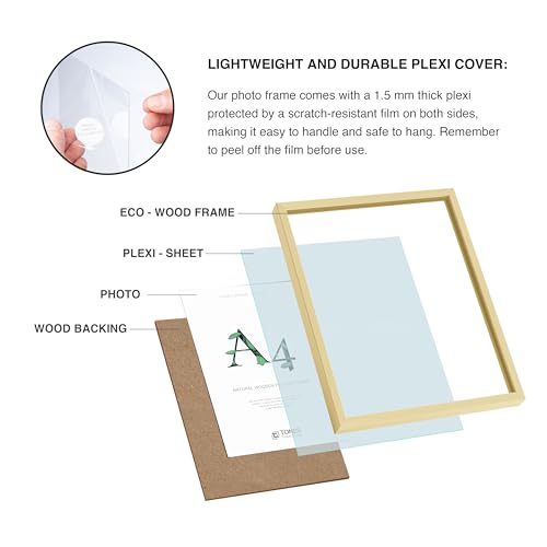 TONES FRAME DESIGN A4-Bilderrahmen, modernes Naturholz, bruchsicher, A4-Bilderrahmen, 21 x 29,7 cm, Massivholzfurnier, Wandkunst… – Ansicht 5
