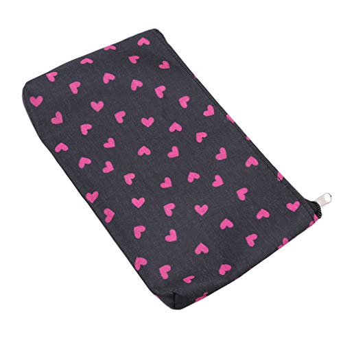 Meoliny Women's Heart Pattern Makeup Bag Small Portable Travel Cosmetic Organizer Clutch Pouch Bag With Zipper Closure,Black #TOP1