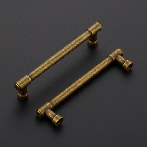 Image of Ravinte Antique Brass Kitchen Pulls Cabinet Handles 5 Inch 10 Pack