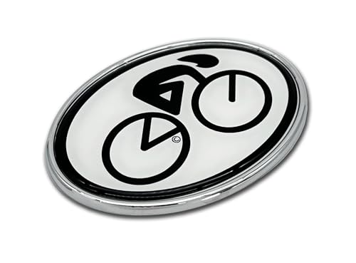Image of Elektroplate Cycling Chrome All Metal Emblem for Cars, Trucks, and All Auto | Universal Fit at 2.3 inch x 3.3 inch | Weatherproof