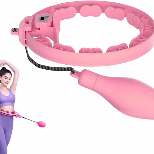 JUJUBENG フラフープ ダイエット カウント機能付きフラフープ 腰に優しい・ダイエットグッズ 大人子供兼用 運動器具 落ちない スマートフラフープ フィットネスフープ エクササイズ ダイエット器具 運動器具 女性と初心者に最適 (ピンク(40-100