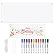 QUOTRE Weißem Leeres Banner 300x100cm，Langlebigem Polyester Banner 6m Aufhängeschnur Mit 12Pcs Permanente Textilstifte Für Partys, Veranstaltungen, Schilder, Klassenzimmerdekoration