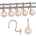 Lewondr Ganchos para Cortinas de Ducha, Set de 12 Piezas Ganchos Decorativos de Metal Inoxidables, Accesorios Vintages en Forma de Flor con Perla para Barra de Tensión para Baño Ducha, Oro Rosa