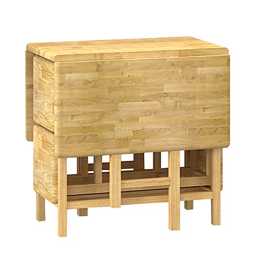 Juego de mesa de comedor plegable de madera maciza con 4 sillas incluidas, ideal para familias pequeñas, perfecto para cocina, comedor y sala de estar.