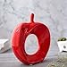 WEIDILIDU Apple Ceramic Statue - Statue Home Decoration - Pottery Decoration Sculpture Large 9 Inch 6 Color Creative Home Bright Paint (Red Apple)