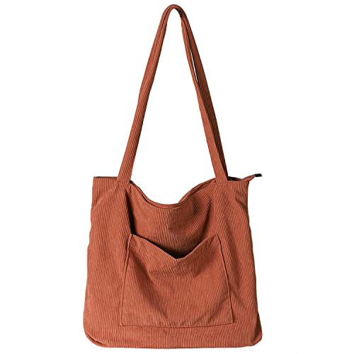 WantGor Women Corduroy Tote, Large Shoulder Hobo Bags Casual Handbags