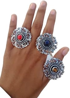 Coral, Lapis Lazuli, Tiger Eye Ring, 925 Silver Plated, Floral Ring, Flower Design Ring, Round Stone Ring, Adjustable Ring, Wedding Ring, Women Ring, Statement Ring, One Of A Kind, Healing Crystal Ring, Vintage Ring, Gemstone Ring, Promise Ring, Halloween Gifts, Christmas Gifts