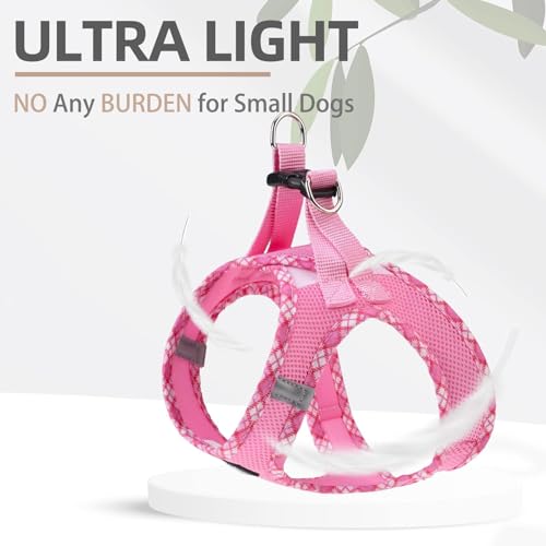 PUPTECK Step-in Dog Harness Small Dog No Pull Vest and Lead Set for Puppy Cats Outdoor Walking Pink M - Image 3