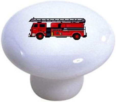 Set of 2 Fire Truck Ceramic Cabinet Drawer Knobs