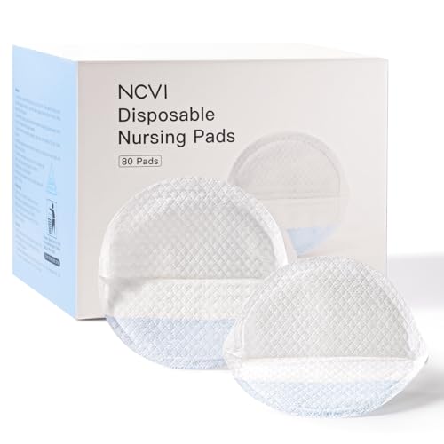 Image of NCVI Disposable Nursing Pads, Breastfeeding Pads for Leaking Milk, Stay Dry & Ultra Absorbent, Breast Pads with Leak-Proof Design, Nipple Pads Thin and Soft, 80 Count