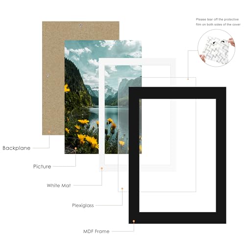 Picrit 20x30 Frame 3 Pack, Black Poster Frame, Display Poster 18 x 24 with Mat or 20 x 30 without Mat for Horizontal or Vertical Wall Mounting