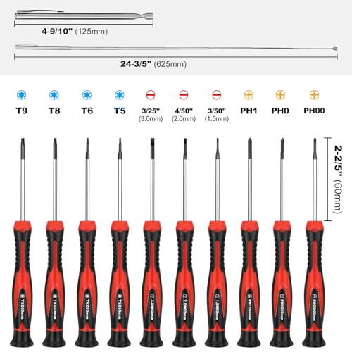 Image of HAUTMEC 11-PCS Precision Screwdriver Set with Telescoping Magnetic Pickup Tool, Magnetic Small Screwdrivers with Phillips, Slotted,Torx Star,Cr-V Steel, Mini Screw Drivers for Eyeglass, Watch,Phone