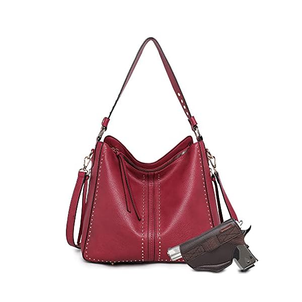 Hobo-Bags-for-Women-Large-Concealed-Carry-Purses-and-Handbags-Faux-Leather-Crossbody-Satchel-Shoulder-Bag-with-Gun-Holster Montana West Hobo Bag for Women Large Vegan Leather Purses and Handbags Tote Bags Crossbody Shoulder Bags With Holster MWC-G1001RD