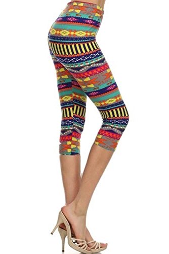 Simlu Womens Printed Capri Leggings High Waisted Ultra Soft Cropped Leggings