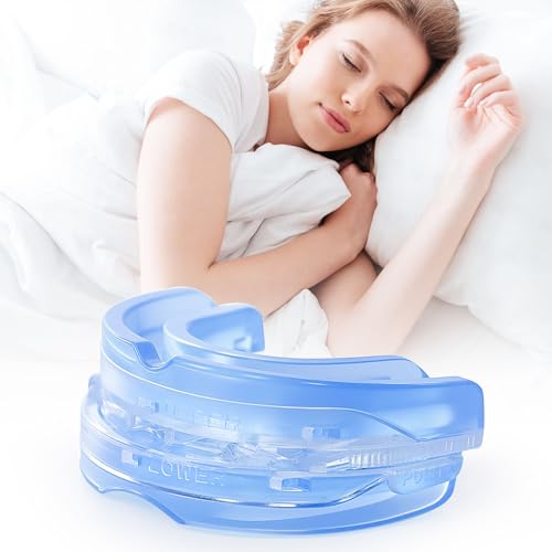 Snoring Aid Mouthpiece Adjustable and Comfortable Dental Guard for Restful Nights Reusable and Portable Sleep Mouth Guard with Case Suitable for Men and Women (Blue)