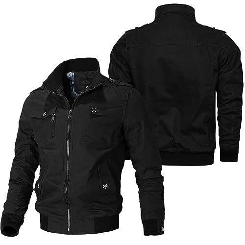 Oymyakon Men's Casual Military Jacket Stand Collar Jackets Coats Cotton Bomber Jackets with Shoulder Straps3