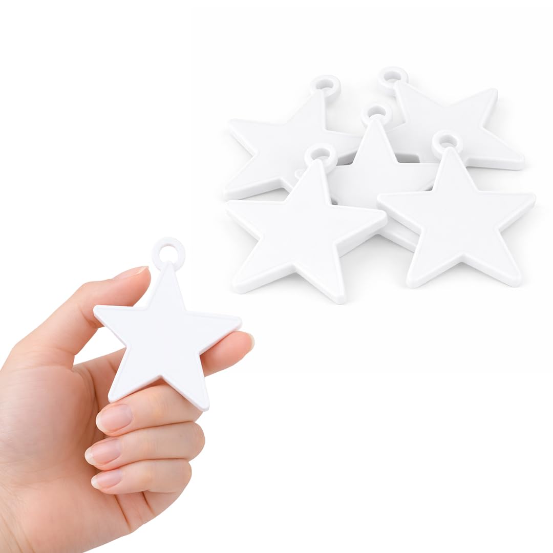 White Plastic Star Shaped Balloon Weights 8g – Pack of 5 Helium Balloon Holders for Party, Event & Display Decorations