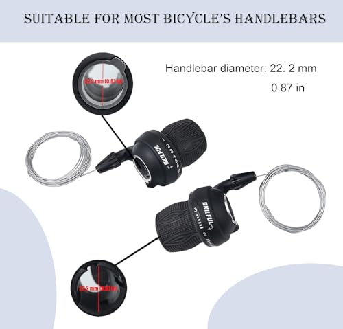 THALOUS Bicycle Twist Shifter Lever 3 x 7 Speed Revoshift Lever 21 Speed Twist Grip Gear for MTB Mountain Bike 1 Pair