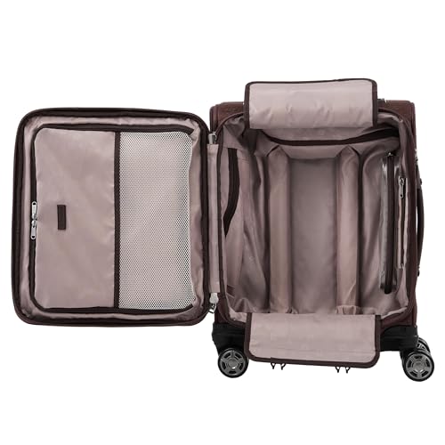 Image of Travelpro Platinum Elite Softside Expandable Carry on Luggage, 8 Wheel Spinner Suitcase, USB Port, Men and Women, International, Bordeaux Red, Carry On 19-Inch