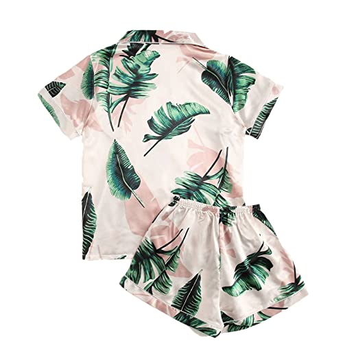 Ladies Silk Faux Sexy 2 Piece Nightgown Set with Matching Pajama Pants for Women 20254