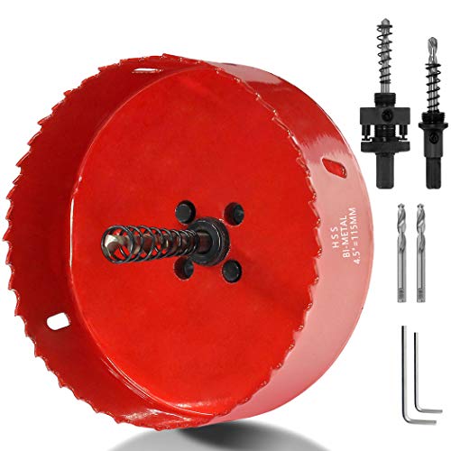 Image of Luomorgo 4.5 inch Hole Saw, 1 1 /4 inch Cutting Depth HSS Bi-Metal Hole Cutter for Wood Cornhole Boards Plastic Drywall & Metal Sheet
