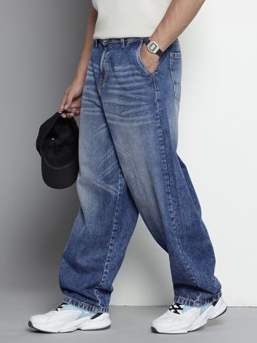 Image of The Indian Garage Co Men Skater Fit Solid Mid-Rise Jeans