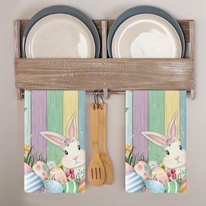 Geschirrtücher Lila Gelbe Streifen Handtücher Küchentücher Saugfähige Küchenhandtücher Waschbar Trockentücher Küche Wiederverwendbar Kitchen Towels Geschirrhandtücher 4 Stück (40x60 cm)