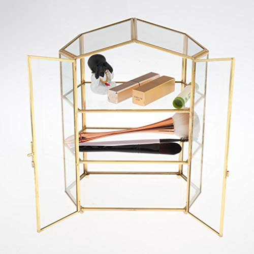 #N/A Clear Glass Storage Box 3 Tier Tabletop Jewelry Makeup Display Organizer Case #TOP7