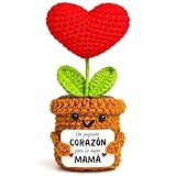 EQUIK PRODUCTS Regalo para Mama – Corazón de Ganchillo “Un pequeño Corazón para la Mejor Mamá” – Regalos Cumpleaños Madre, Dia de la Madre o Navidad – Flor Crochet Hecha a Mano