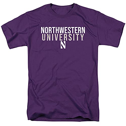 Northwestern University Official Stacked Short Sleeve Mens Cotton T-Shirt Purple Large
