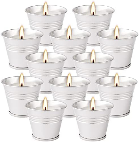 12 Pack Citronella Candles Small Bucket Soy Wax Votive Candle Made with Citronella, Use for Outdoor and Indoor