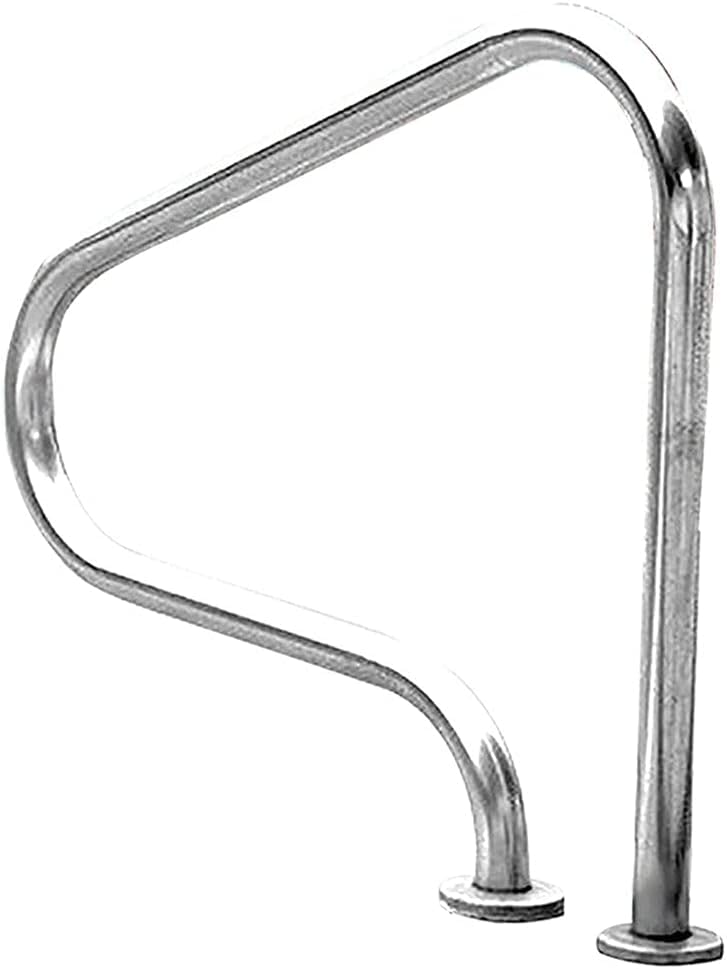 Pool Handrails,304 Stainless Steel Swimming Pool Stair Rail W/Base Plate,Easy Mount Hand Grab Rail,Full Set Accessories
