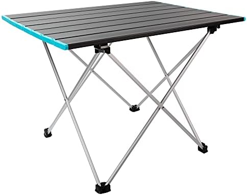 Ready Table Large Lightweight Portable Outdoor Folding Table w/Aluminum Hard Top. Useful for Beaches, Boating, Camping & More. 22x16 Portable Table w/Bag Makes for Easy Travel & Quick Setup.