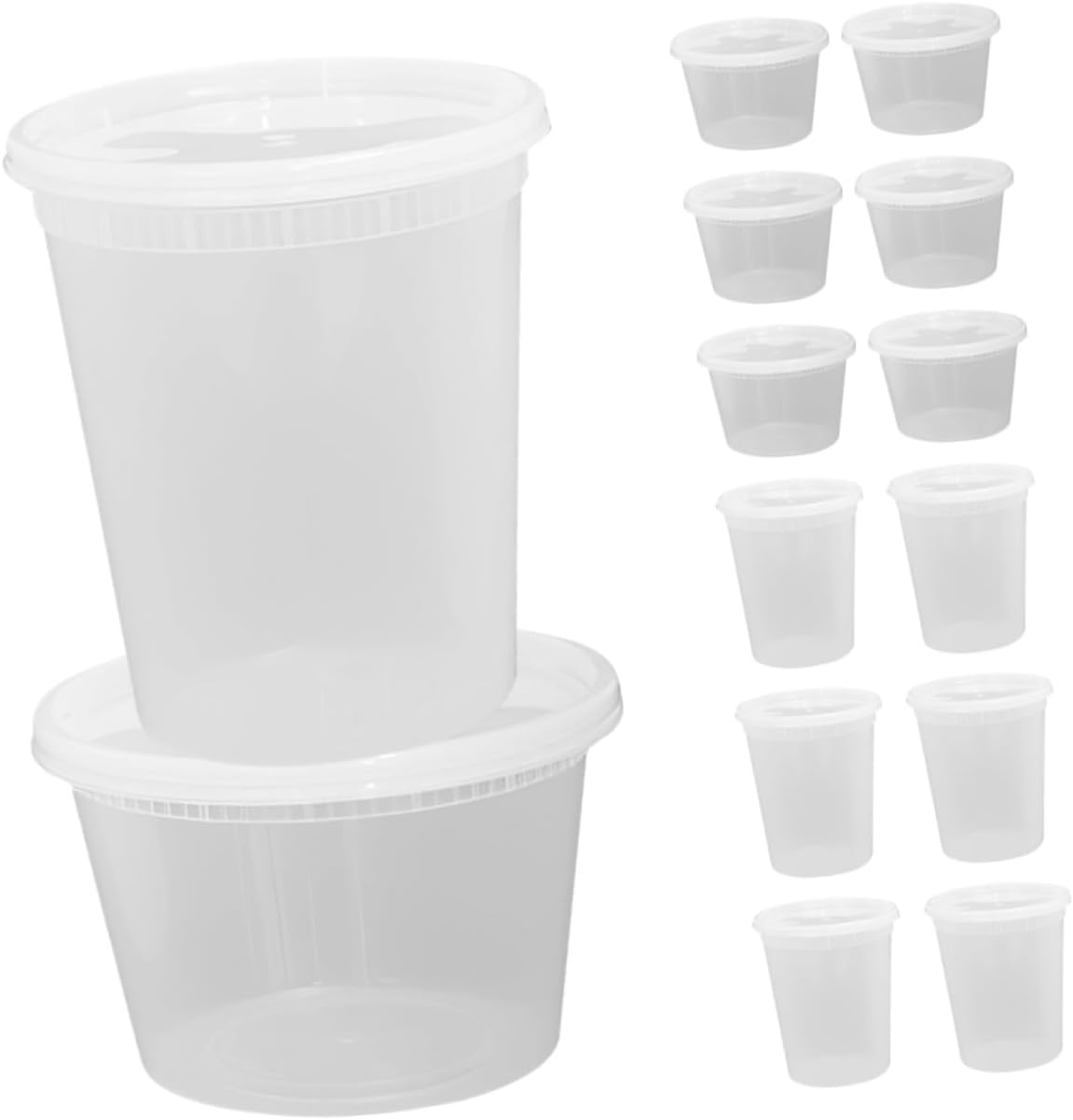 FOMIYES Disposable Soup Bowls and Porridge Cups 16oz 32oz Takeout Containers with Lids for Hot and Cold Foods, 50pcs Suitable for Food and Meal Prep