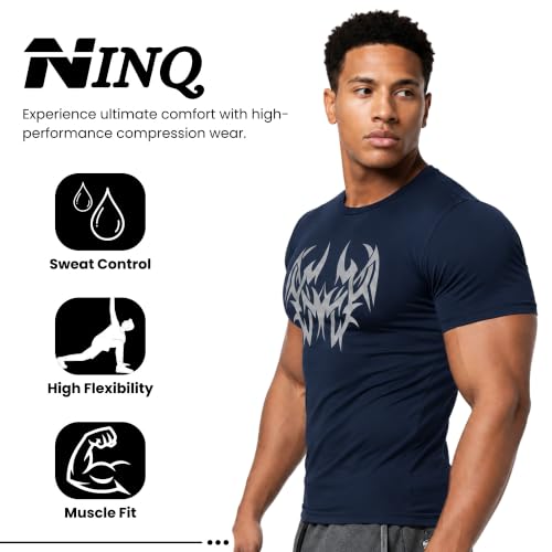 Image of NINQ Half Sleeve Compression T-Shirt - Men's Athletic & Sports Tights for Fitness Gym