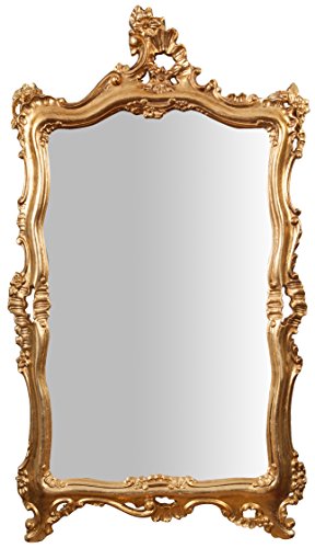Specchiera rettangolare a muro - specchiera da appendere stile shabby con cornice in legno e finitura con foglia oro fatta a mano da mastri artigiani fiorentini