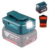 Alian für Bosch Professional 18V Akku LED Lampe,für Bosch Akku USB Adapter Baustrahler,ADP05 DCB090,Baustellenlampe,Akku Scheinwerfer,Tragbares Arbeitsflutlicht,Taschenlampe,Dual-USB,DC Port