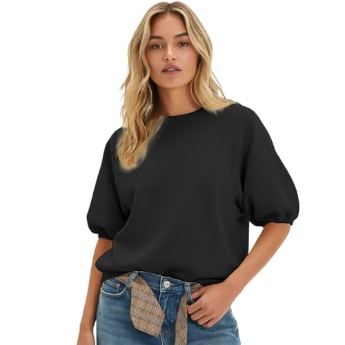 Sweat-shirt élégant à manches longues coupe droite en maille douce automne